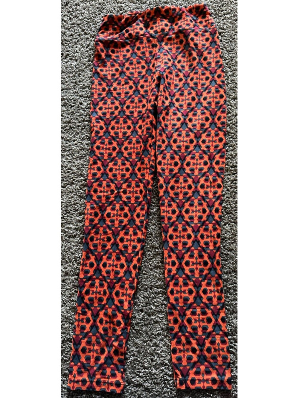 Lularoe Leggings - Pattern: Geometric w/ Orange Blue Red Black - Size: One Size